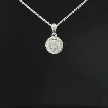 18ct White Gold Diamond Halo Necklace (Pre-Loved), Est. 0.50ct