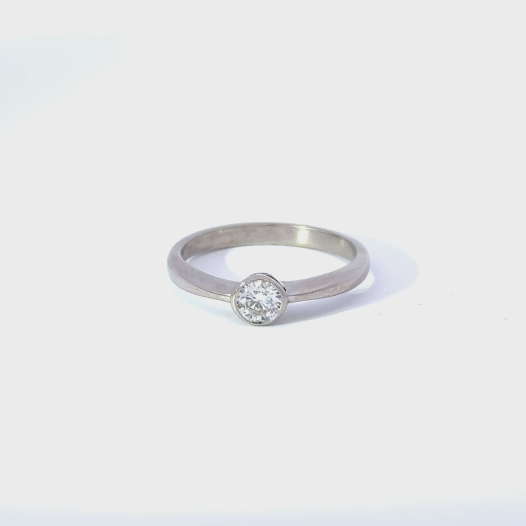 18ct White Gold Diamond Bezel Set Solitaire Ring