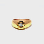 Vintage 18ct Gold Signet Ring Set With Old Cut Diamond