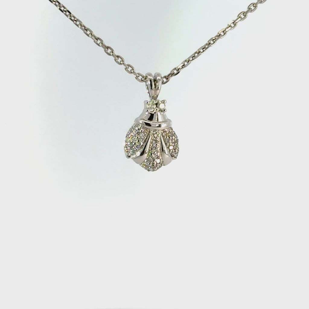 Vintage Platinum Diamond Fleur De Lys Style Necklace