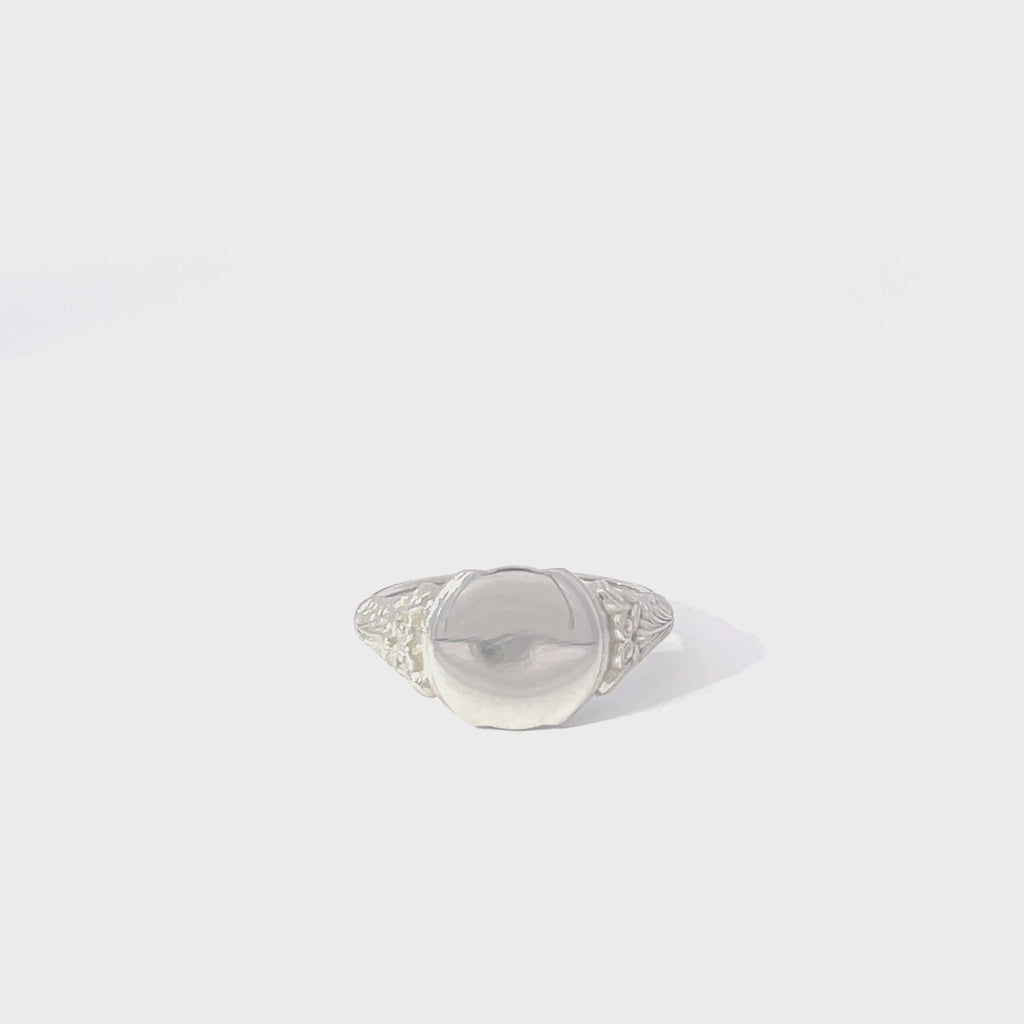 Corinthian Column Silver Signet Ring Small