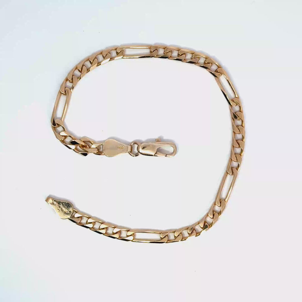 Vintage 9ct Yellow Gold Figaro Link Bracelet