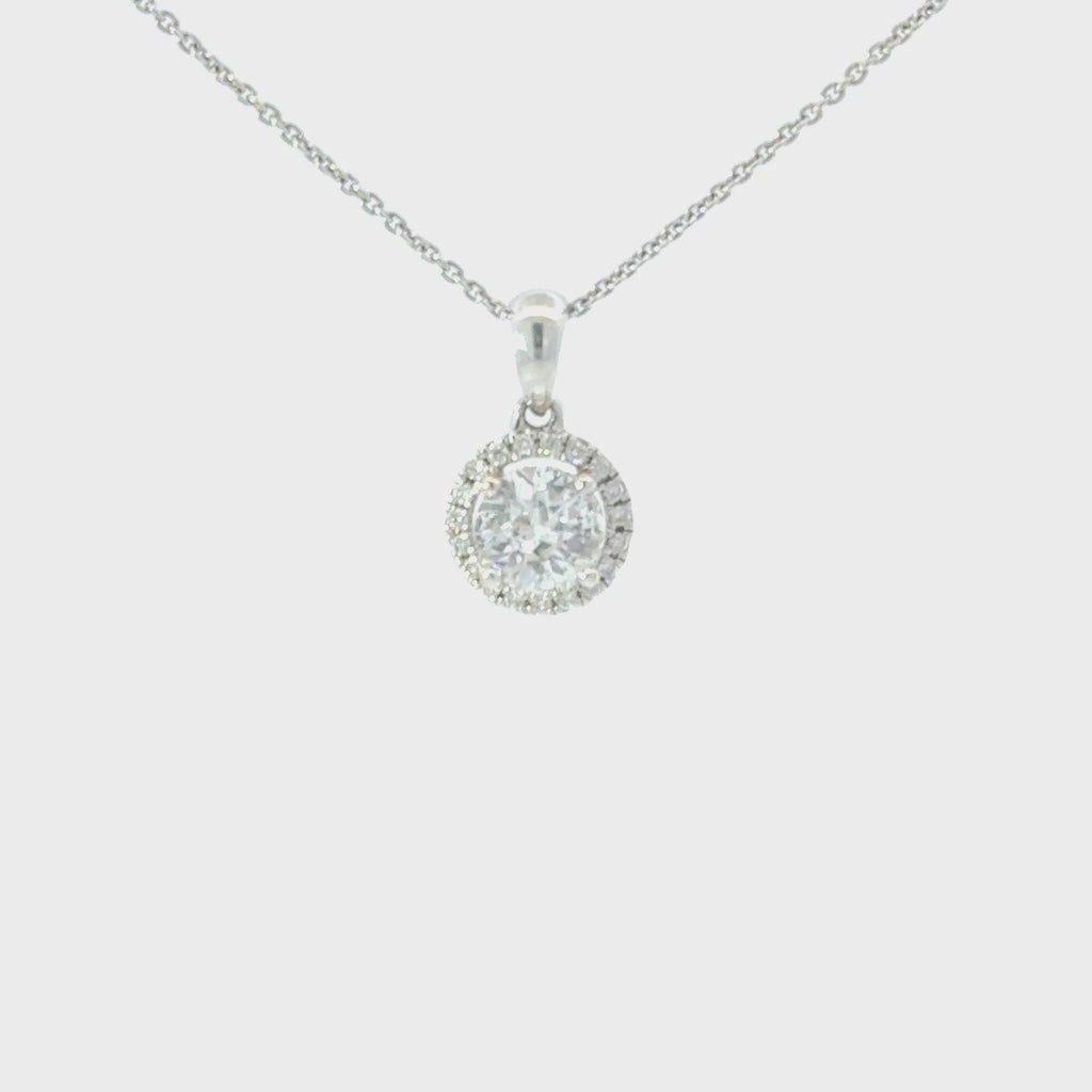 18ct White Gold Diamond Halo Necklace