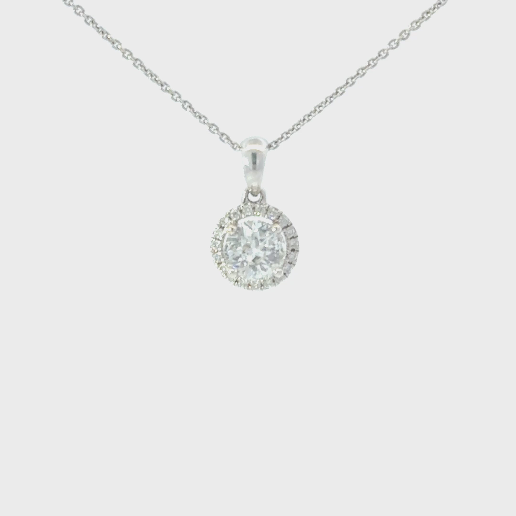 18ct White Gold Diamond Halo Necklace