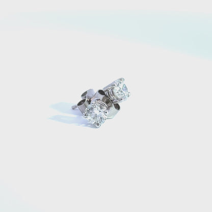 Platinum Diamond Earstuds in 4 Claw Setting (Pre-Loved), Est. 0.90ct Total