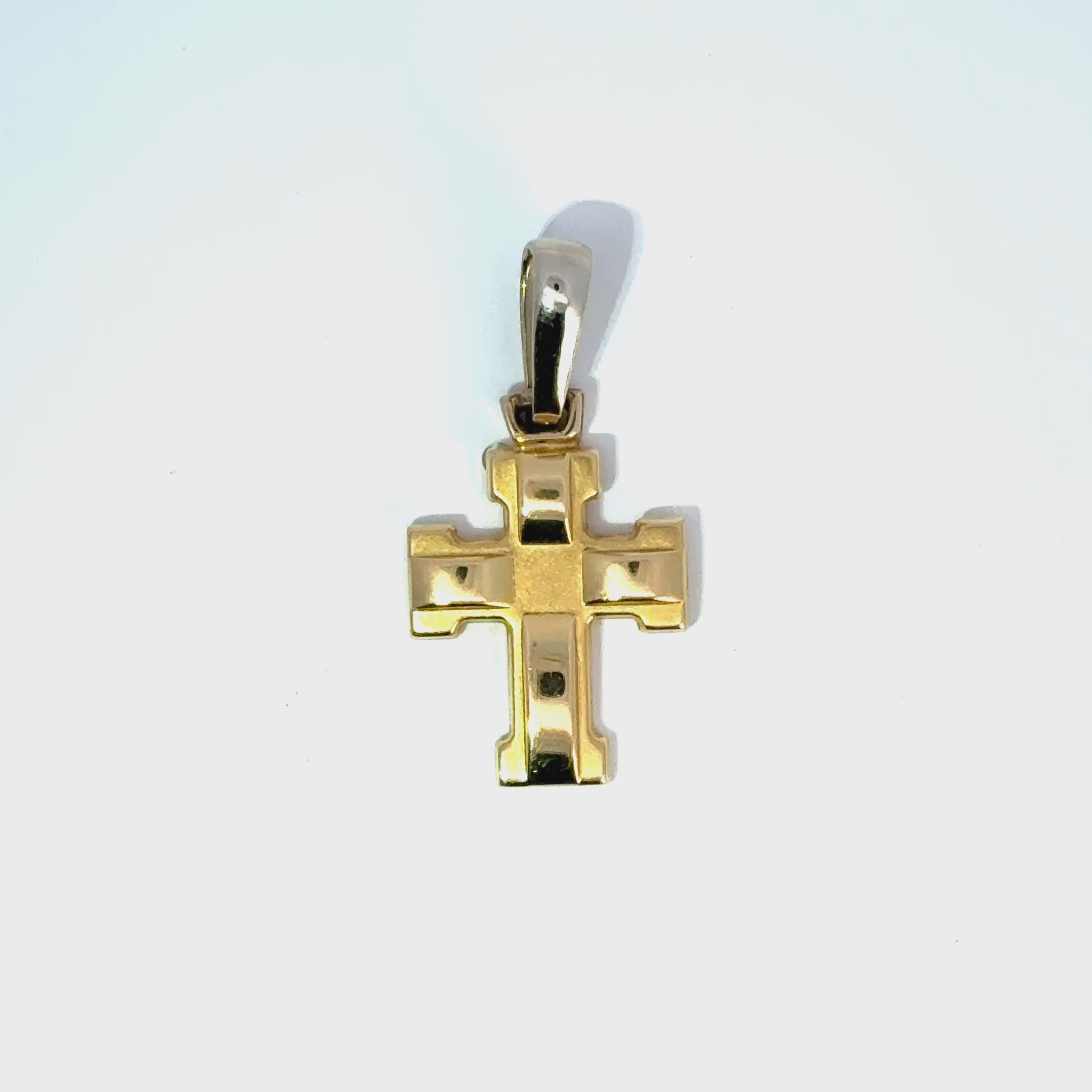 Vintage Italian 18ct Yellow & White Gold Cross, (late-20th Century)
